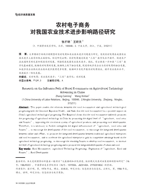 农村电子商务对我国农业技术进步影响路径研究