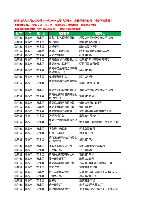 2020新版山东省青岛市市北区印刷工商企业公司商家名录名单黄页联系电话号码地址大全154家