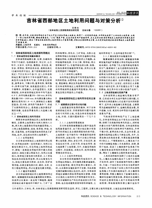 吉林省西部地区土地利用问题与对策分析