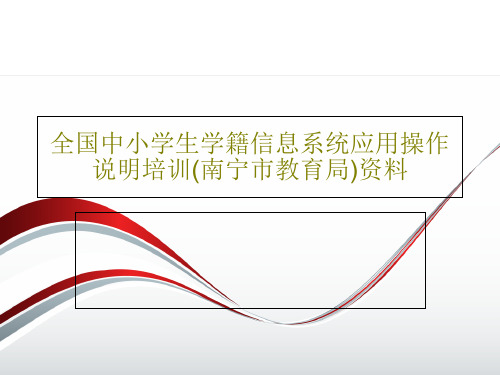 全国中小学生学籍信息系统应用操作说明培训(南宁市教育局)资料共38页