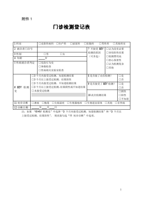 在性病就诊者中开展艾滋病、梅毒检测工作方案