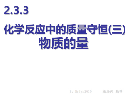 初三中考化学2.3.3物质的量