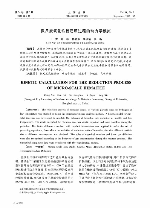 微尺度氧化铁粉还原过程的动力学模拟