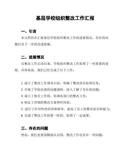 基层学校组织整改工作汇报