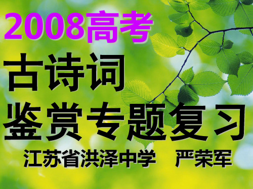 2008高考诗歌鉴赏复习专题十三 课件