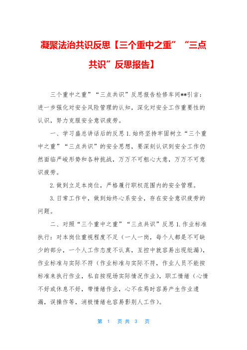 凝聚法治共识反思【三个重中之重”“三点共识”反思报告】