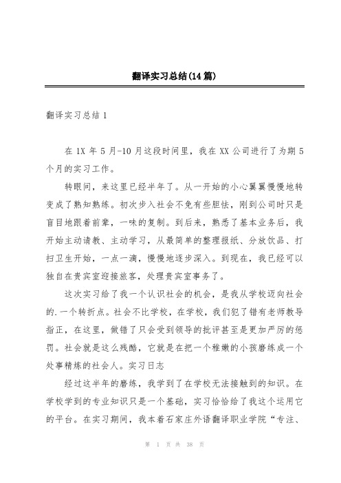 翻译实习总结(14篇)