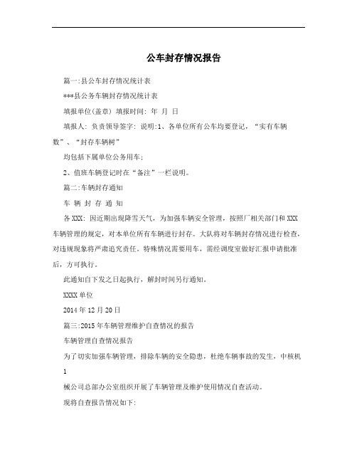 公车封存情况报告