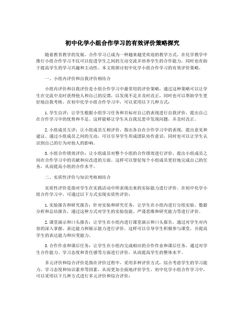 初中化学小组合作学习的有效评价策略探究