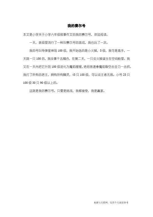 小学六年级叙事作文:我的赛尔号
