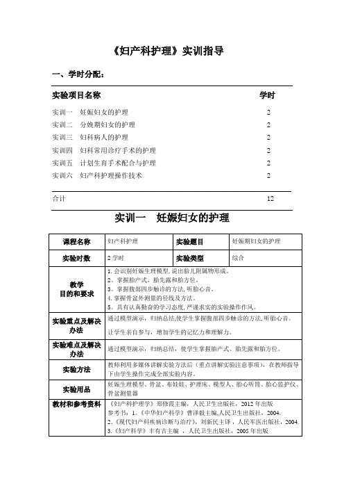 妇产科护理实训指导