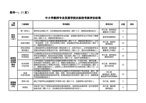 中小学教师专业发展学校达标校考核评估标准