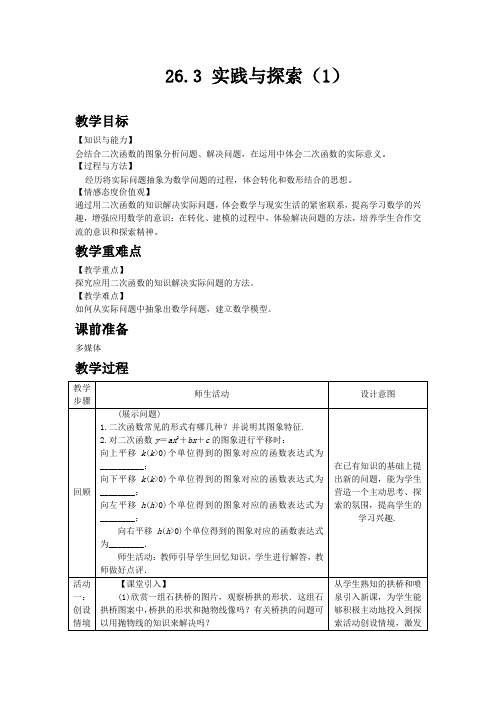 华师版九年级数学下教案 实践与探索+