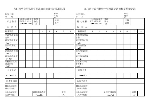 标准标定记录