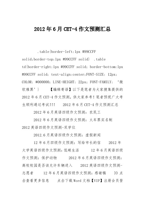 2012年6月CET-4作文预测汇总