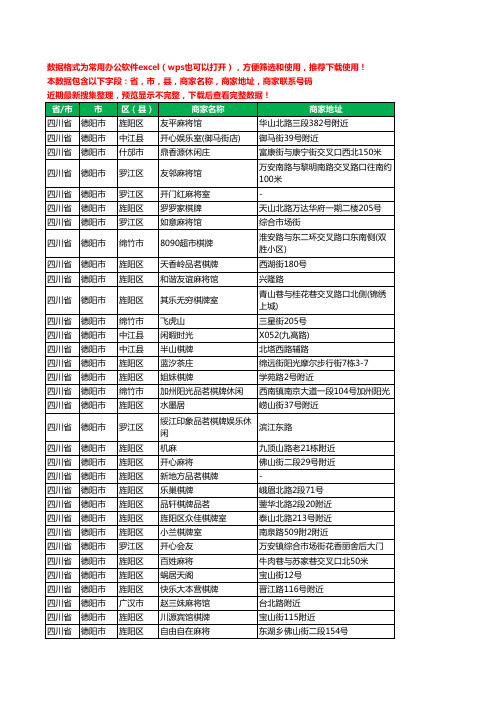 2020新版四川省德阳市棋牌工商企业公司商家名录名单黄页联系电话号码地址大全247家