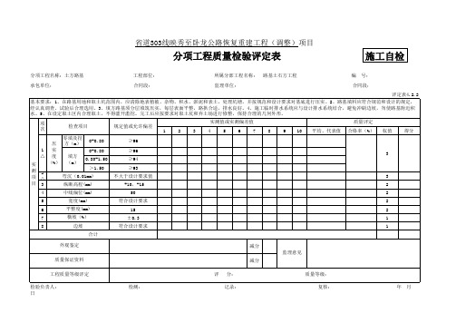 评定表4.2.2 土方路基评定