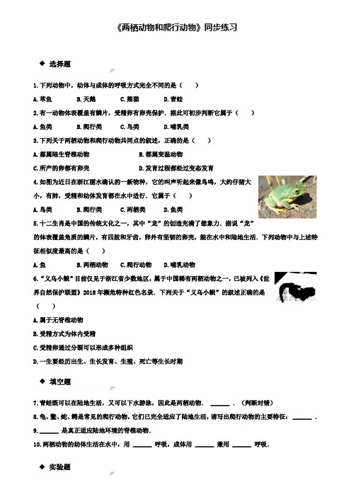 八年级生物上册5.1.5两栖动物和爬行动物练习(附2套试卷)