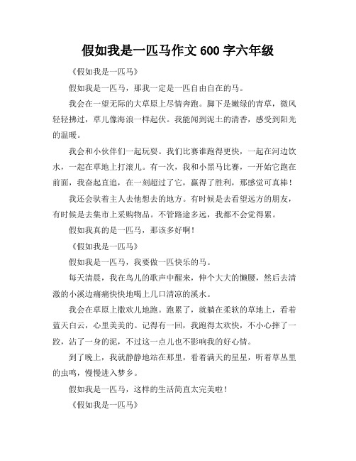 假如我是一匹马作文600字六年级