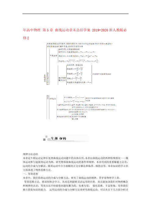 完整版2019 2020年高中物理第5章曲线运动章末总结学案新人教版必修2