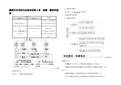 高考生物一轮复习 第1单元 走近细胞和组成细胞的分子 第4讲 核酸糖类和脂质习题