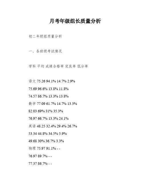 月考年级组长质量分析