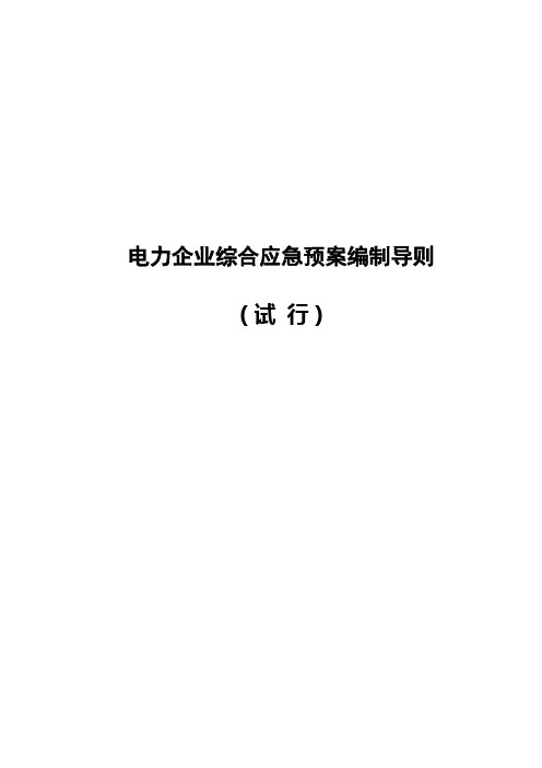 《电力企业综合应急预案编制导则》(试行)