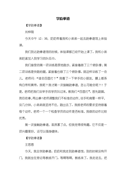 叙事作文:学跆拳道作文300字