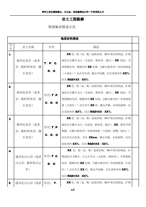 岩土工程勘察现场编录描述示范