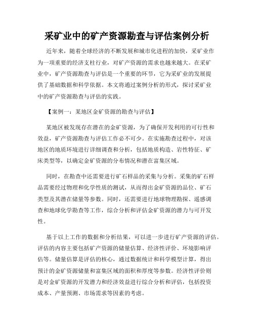 采矿业中的矿产资源勘查与评估案例分析