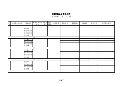 长期股权投资明细