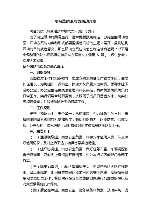 防台风防汛应急活动方案