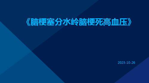 脑梗塞分水岭脑梗死高血压