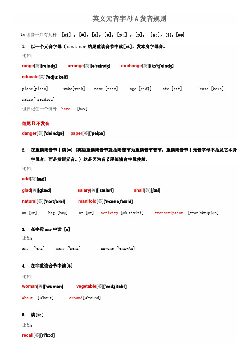 元音字母A的发音规则-a的元音字母的读法