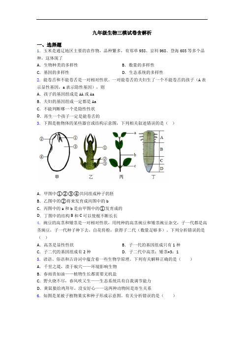 九年级生物三模试卷含解析