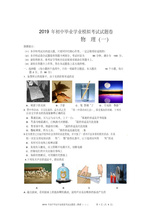 2019年中考模考物理试题卷一-精选.pdf