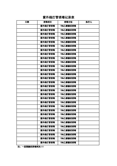 紫外线灯管消毒记录表