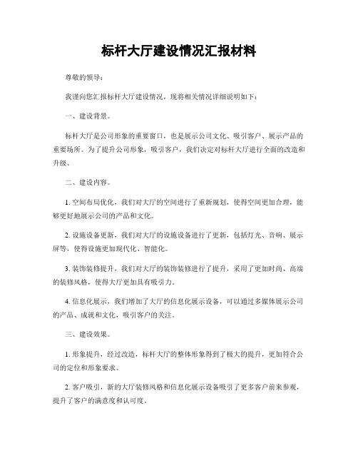 标杆大厅建设情况汇报材料