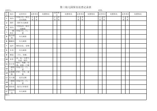 幼儿园保安巡查记录表