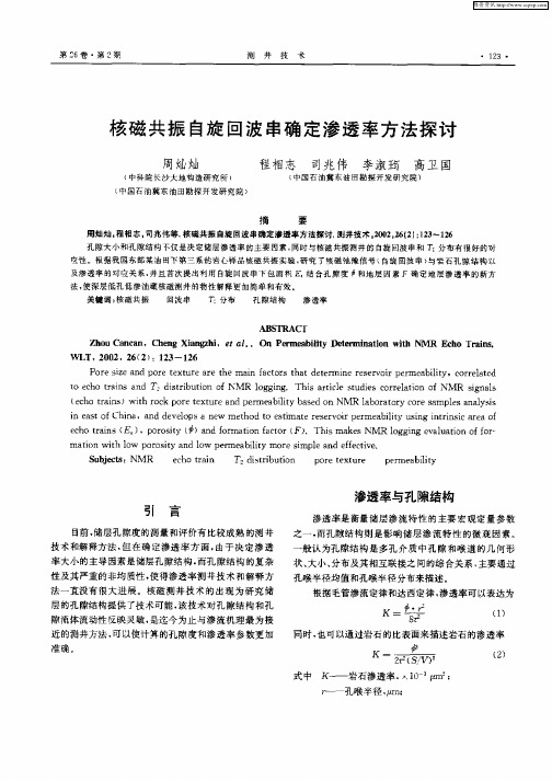 核磁共振自旋回波串确定渗透率方法探讨