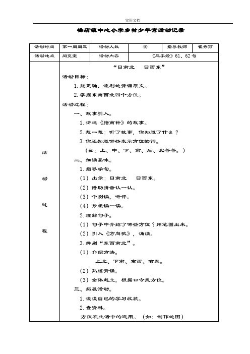 乡村少年宫阅览室精彩活动记录簿