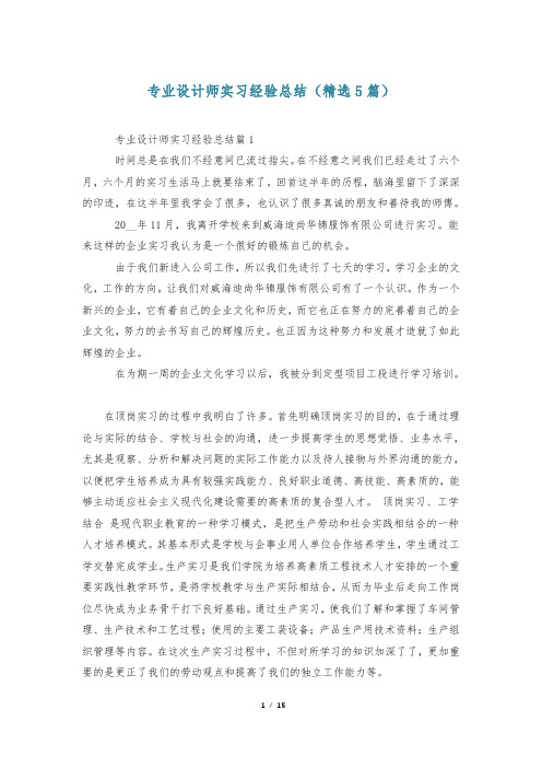 专业设计师实习经验总结(精选5篇)