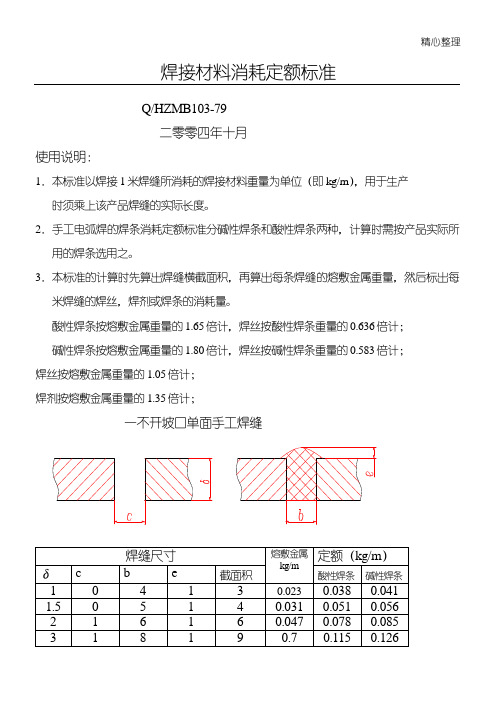 焊接材料消耗定额准则