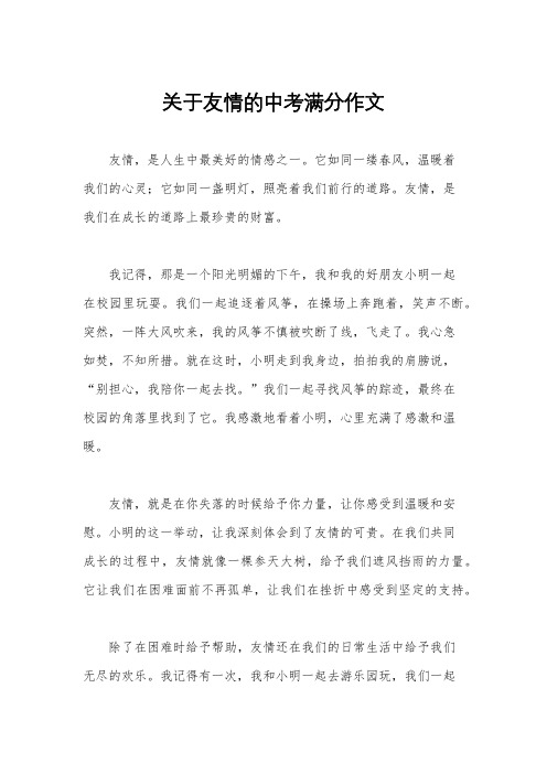 关于友情的中考满分作文