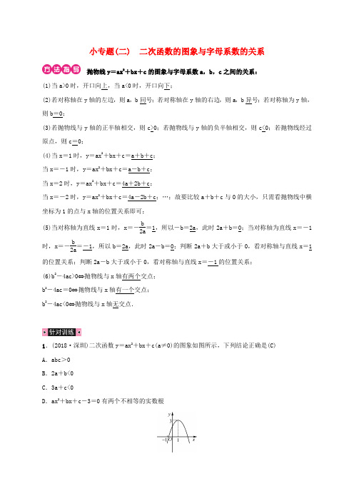 2019届九年级数学下册 小专题(二)二次函数的图象与字母系数的关系练习 (新版)湘教版