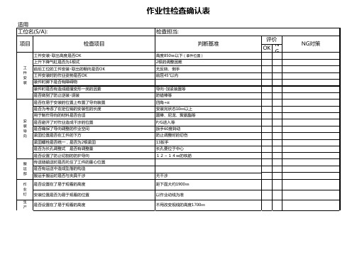 新设备导入作业检查确认表