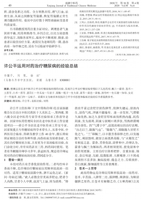 许公平运用对药治疗糖尿病的经验总结