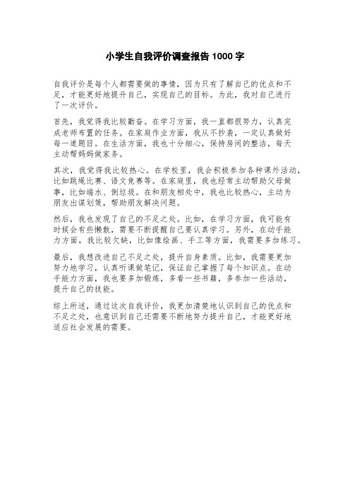 小学生自我评价调查报告