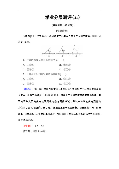 【高中地理】2017-2018学年高中地理必修一学业分层测评试题(30份) 鲁教版22