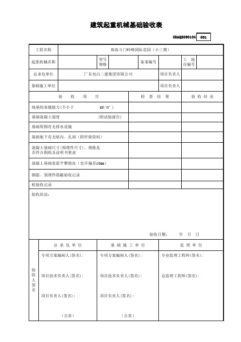 塔吊基础验收表